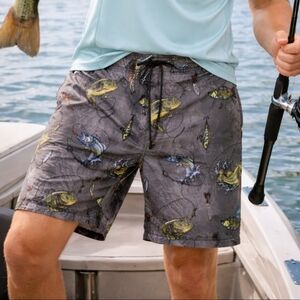 Psycho Tuna Fish Print Swim Board Shorts Size Medium New